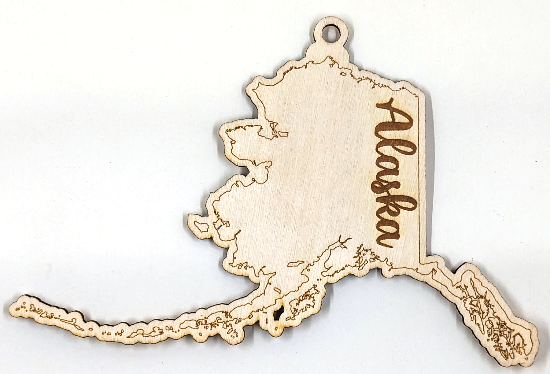 Alaska Christmas ornament, simple map outline with Alaska text