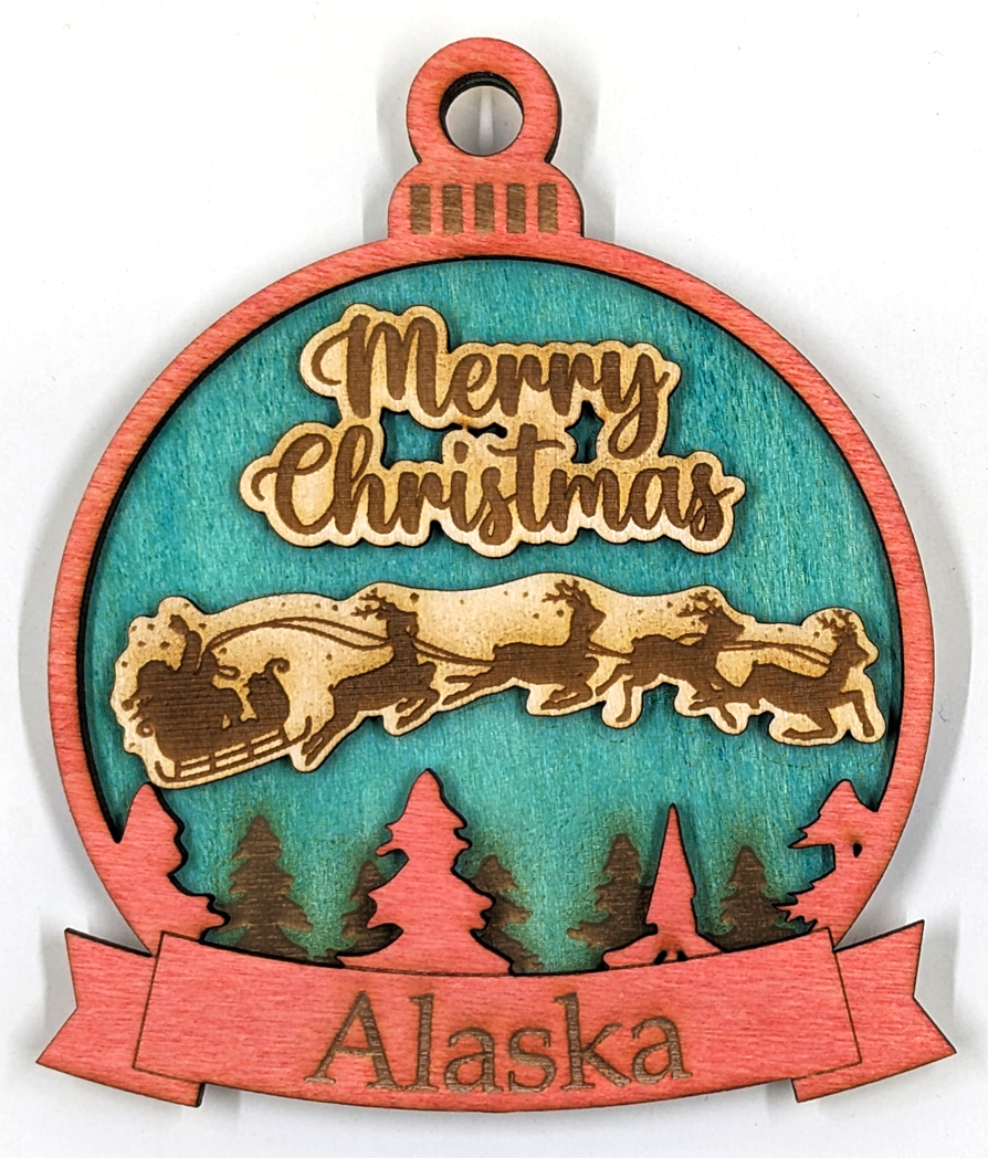 Alaska Christmas ornament, Santa with Alaska banner